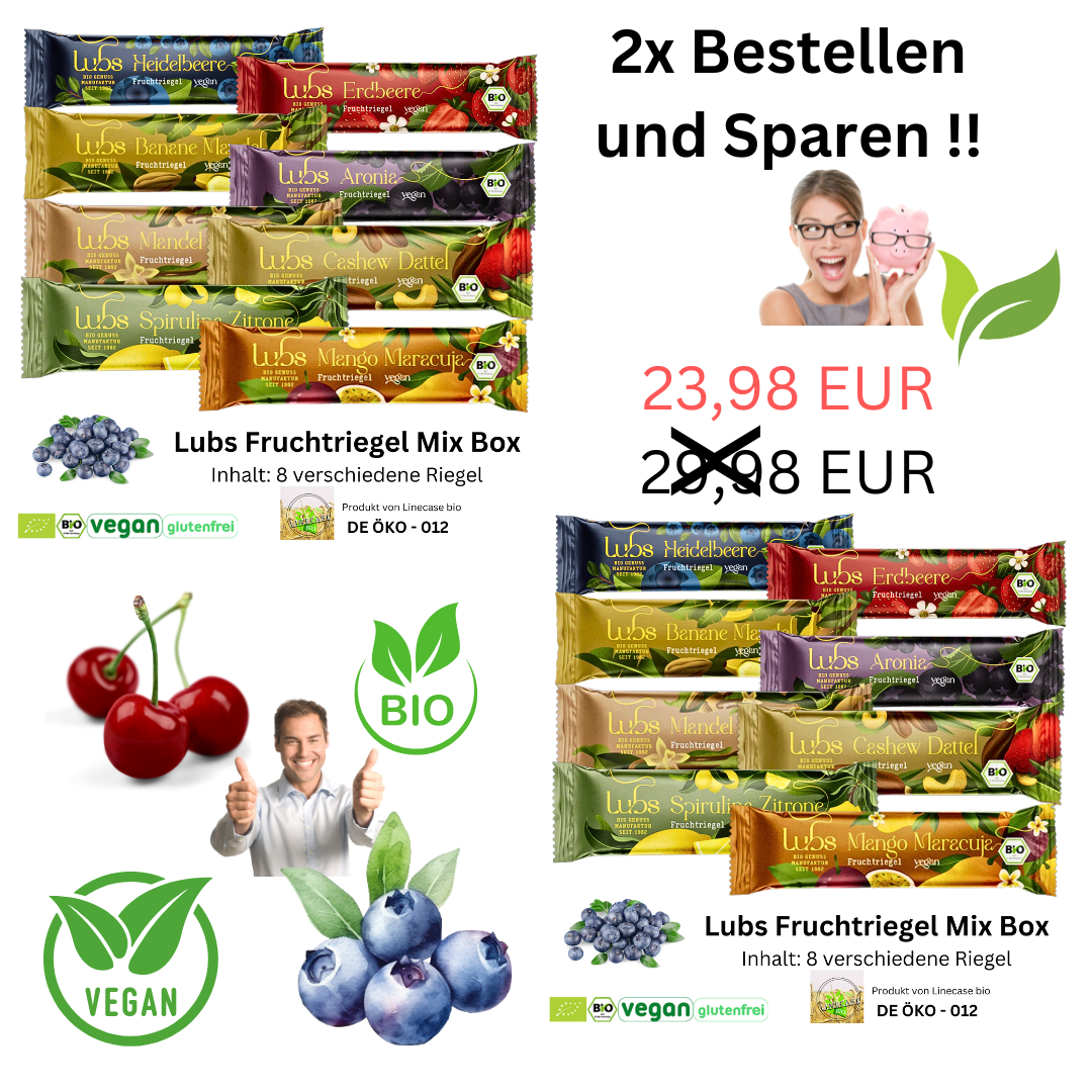 Lubs Fruchtriegel 2x gemischte Box| Probier Mix