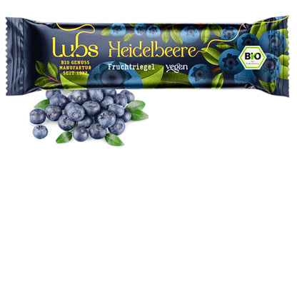 Lubs Bio&Vegan Fruchtriegel Heidelbeer| Lubs Fruchtriegel| Trockenfruchtriegel| Fruchtschnitte| Heidelbeer Riegel