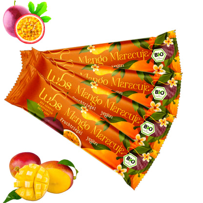 Lubs Bio & Vegan Fruchtriegel Mango Maracuja| Fruchtriegel ohne Zucker| Veganer Snack| Fruchtschnitte