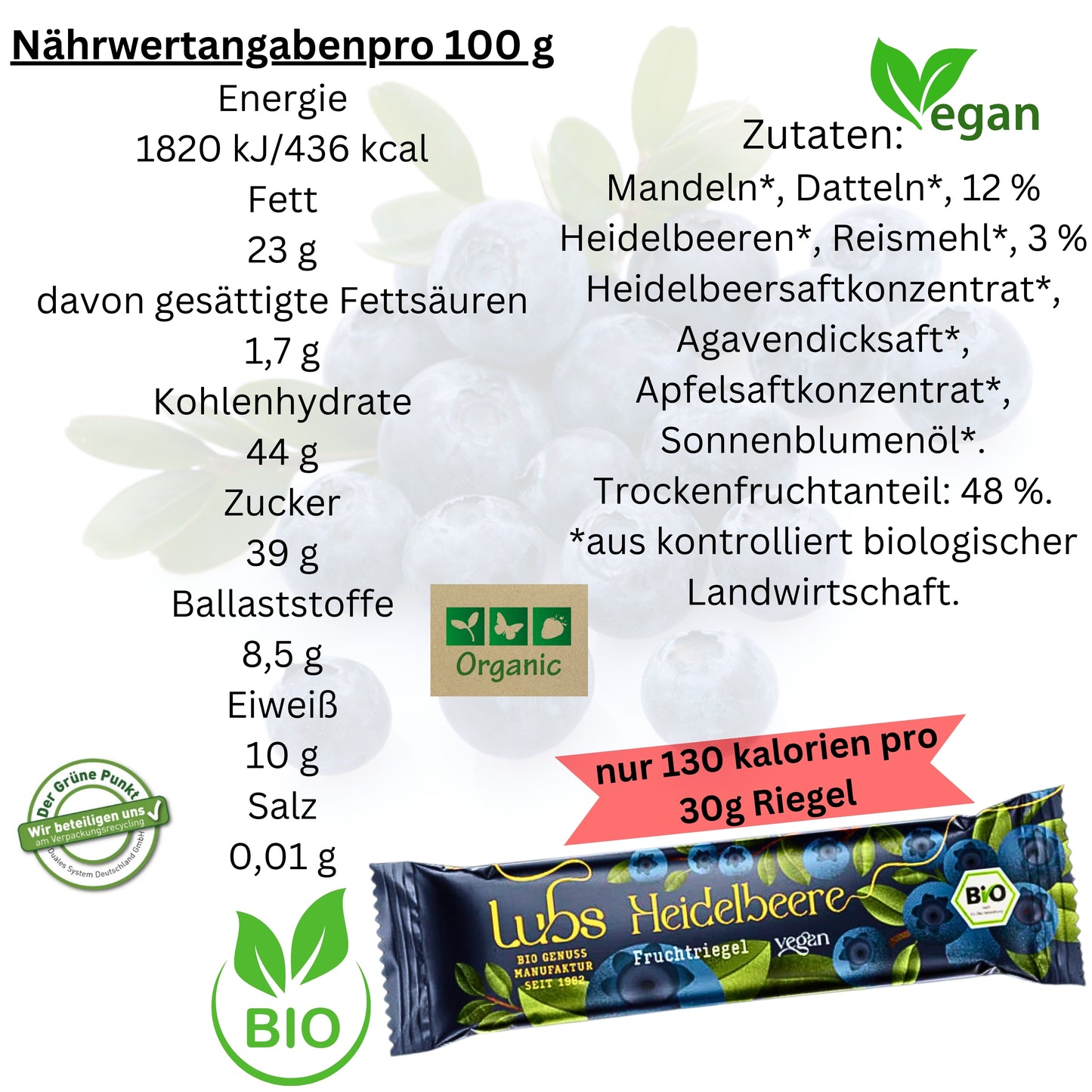 Lubs Fruchtriegel gemischte Box| Probier mix| Bio&Vegan Riegel| Lubs Riegel