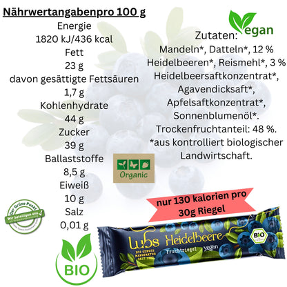 Lubs Fruchtriegel gemischte Box| Probier mix| Bio&Vegan Riegel| Lubs Riegel