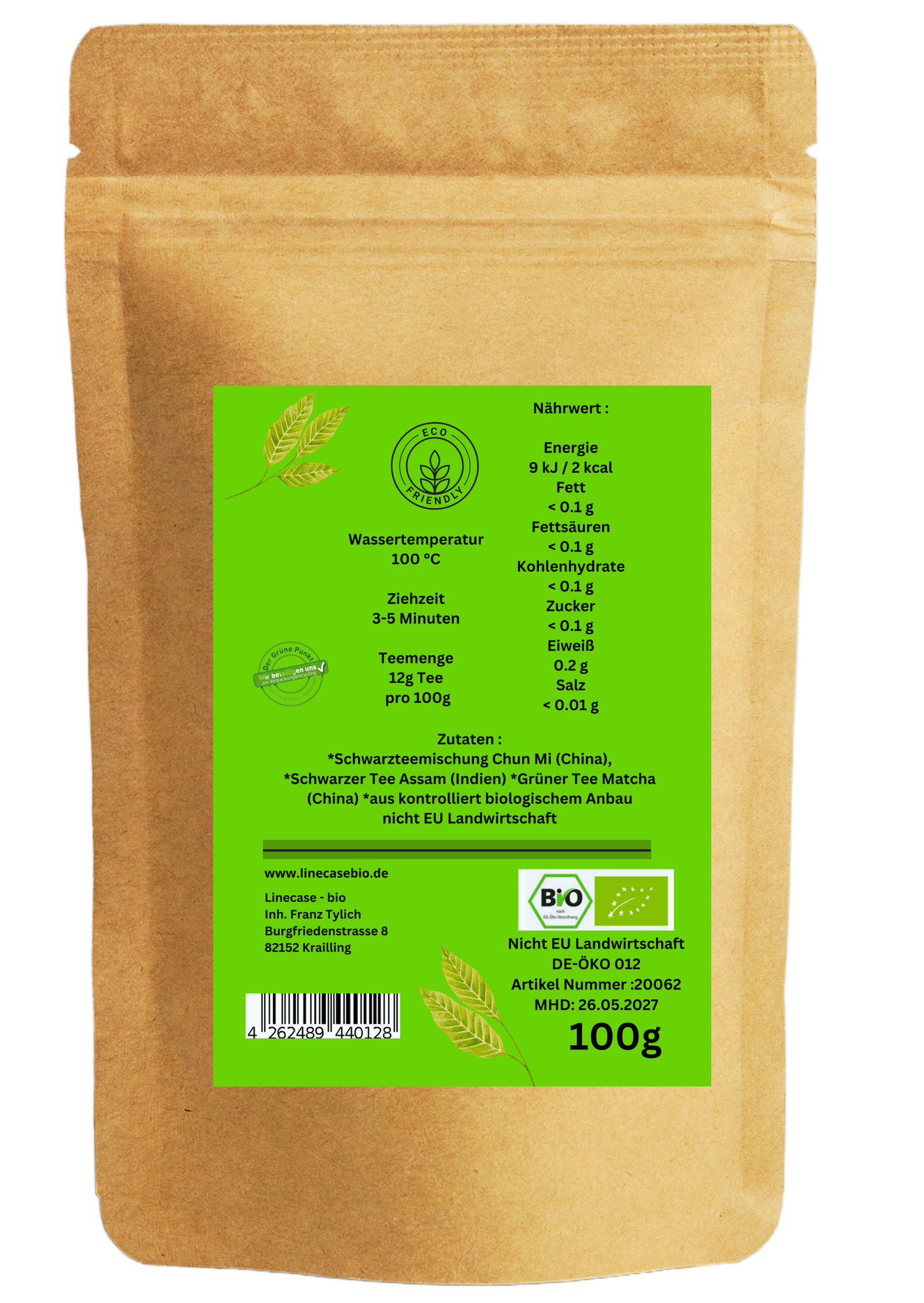 Linecase Black Matcha | Schwarztee mit Matcha 100g