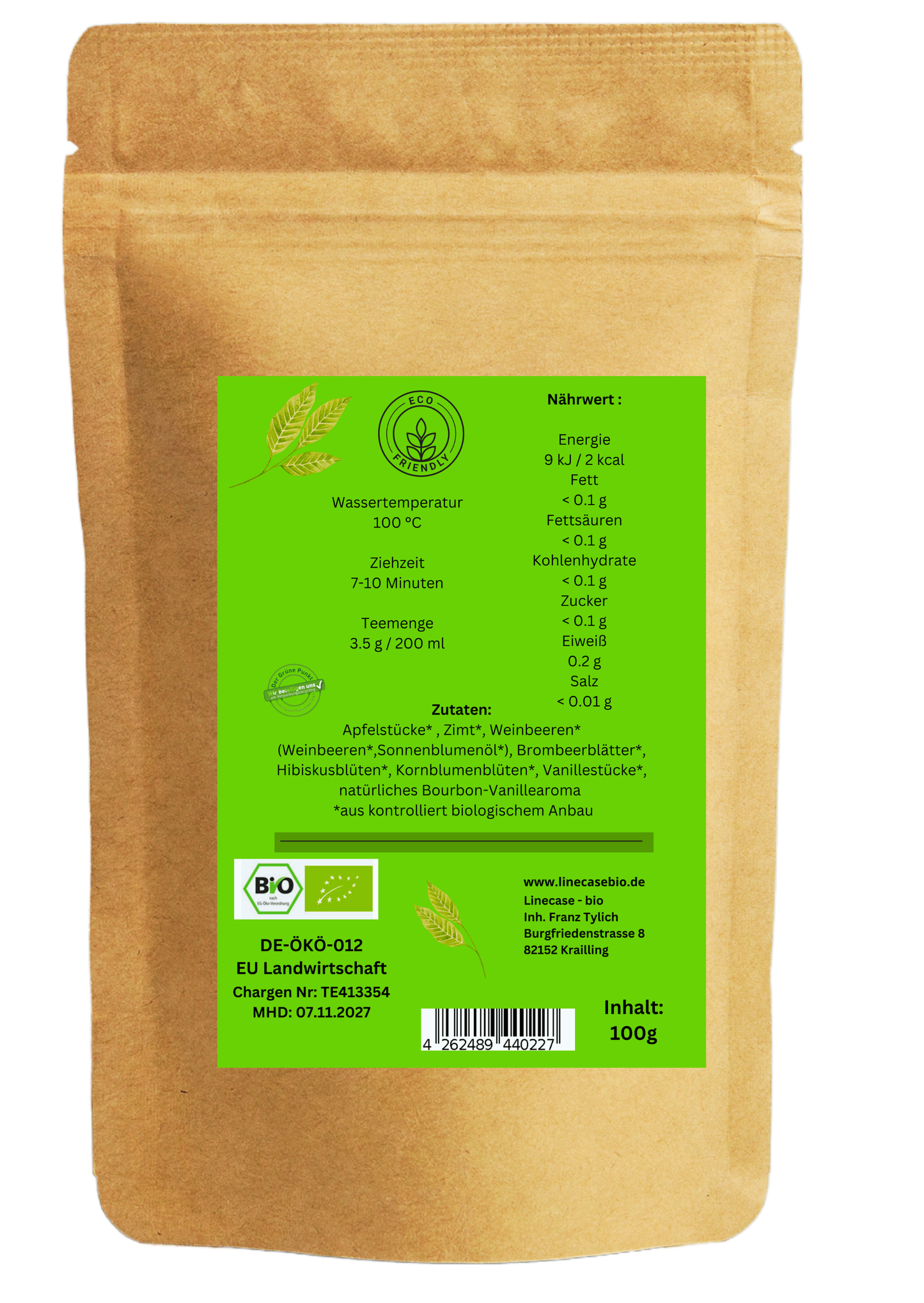Linecase-Bio Bratapfel loser Früchte Tee
