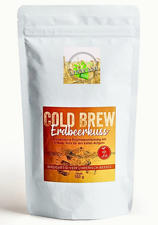 Früchteteemischung Erdbeerkuss Erdbeer-Note aromatisierter Cold Brew Tüten 100 g
