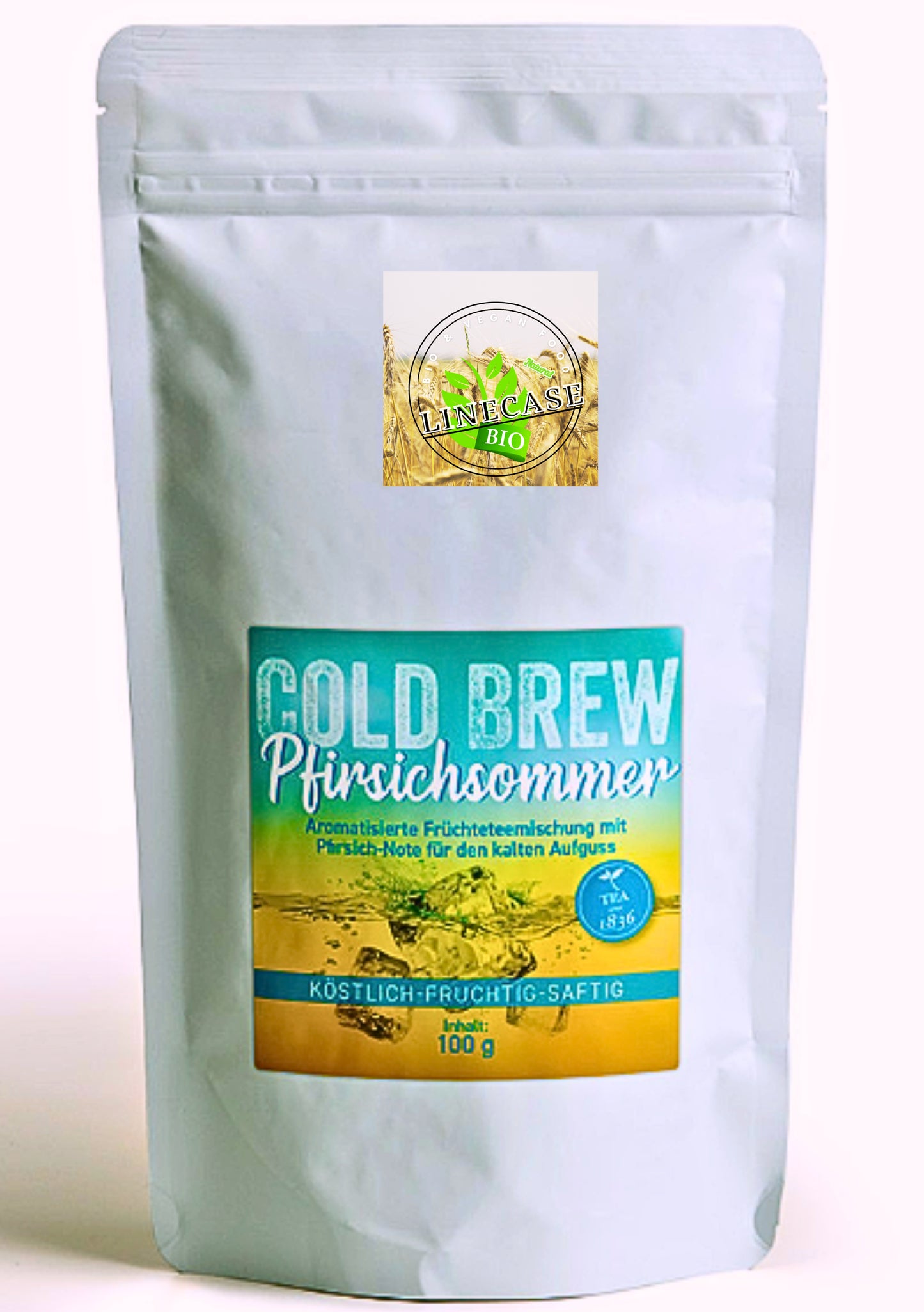 Früchteteemischung Pfirsichsommer Pfirsich-Note aromatisierter Cold Brew Tüten 100 g