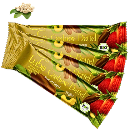 Lubs Bio & Vegan Rohkostriegel Cashwew Dattel| Dattel Rokostriegel| Fruchtriegel| Bio Riegel| Trockenfrüchte Riegel