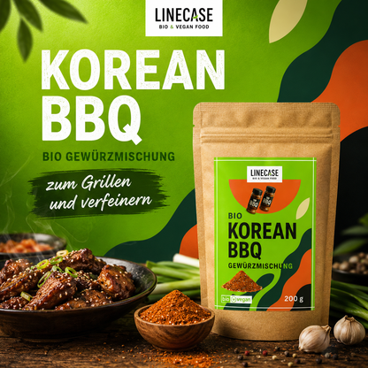 Bio  Linecase Bio Gewürz Trio 3x200g – Korean BBQ, Knoblauch Granulat & Zwiebel Granulat