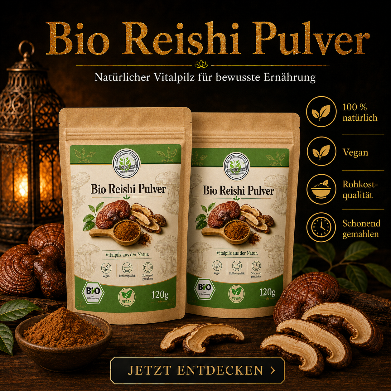 Linecase Bio Reishi Pilzpulver 120g