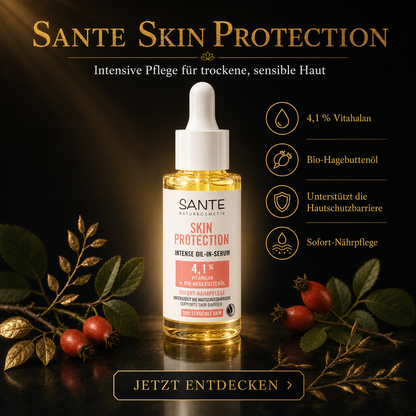 SANTE Bio Naturkosmetik Serum mit Vitamin E, Squalan & Bio-Hagebuttenöl 30ml