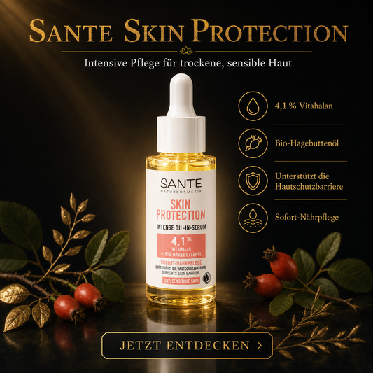 SANTE Bio Naturkosmetik Serum mit Vitamin E, Squalan & Bio-Hagebuttenöl 30ml