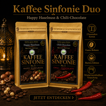 Kaffee Bohnen Set Kaffee ganze Bohne| 2x250g Haselnuss+Chili Schokoladen Kaffee| Arabica Kaffee