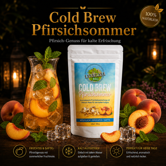 Früchteteemischung Pfirsichsommer| Cold Brew Tee 100 g| Pfirsich Tee| Tee| Früchtetee