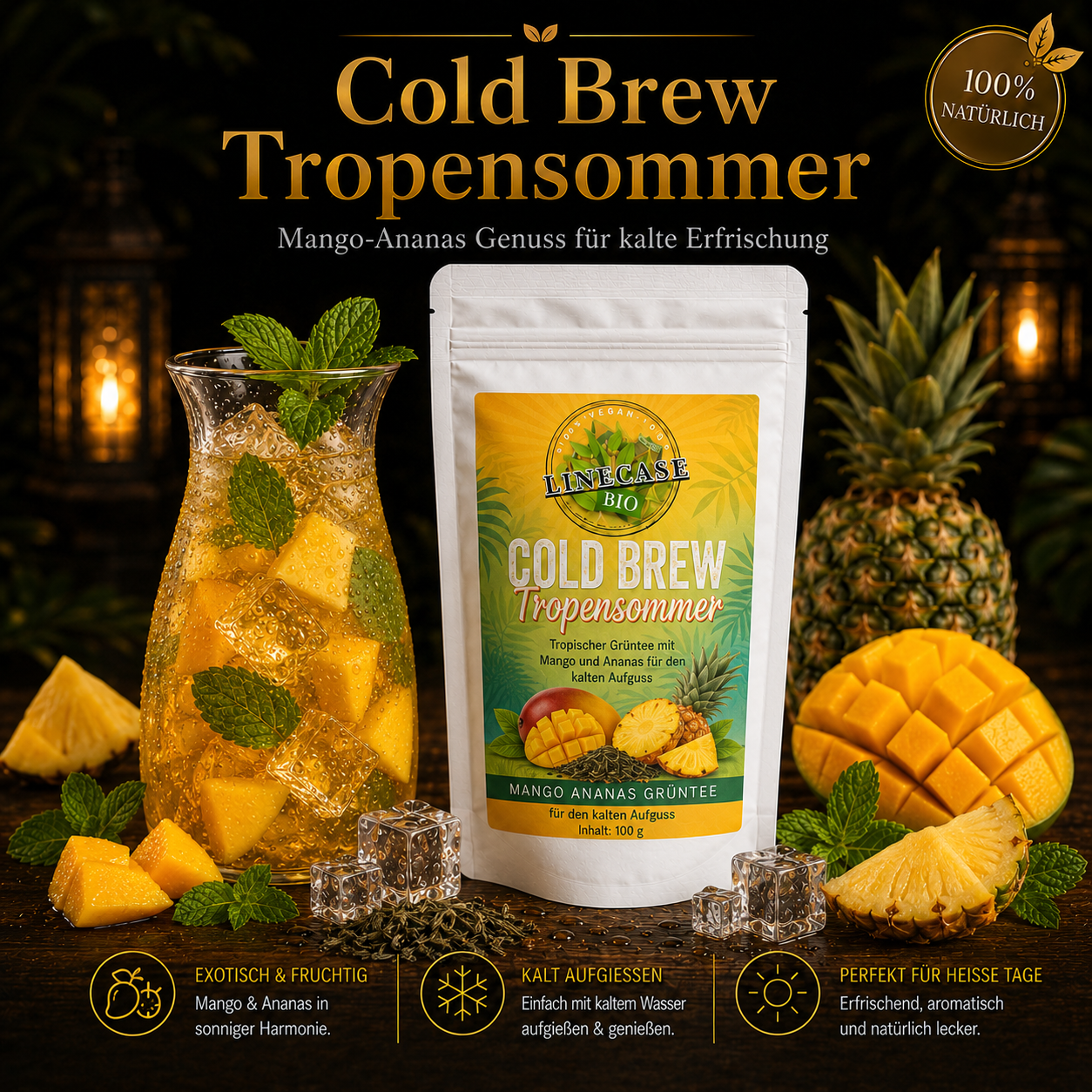 Cold Brew Tee Tropensommer| Mango Ananas Grüntee 100g| loser Grüntee