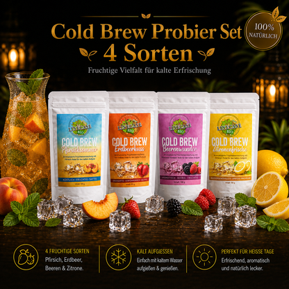 Cold Brew Probier Set 4 Sorten| Teeset 4x 100g Früchtetee Set