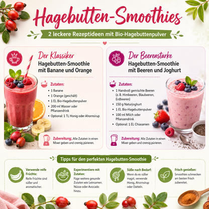 Bio Hagenbutten Pulver gemahlen 2x800g| Hagebuttenpulver| fein gemahlen| 100% Bio