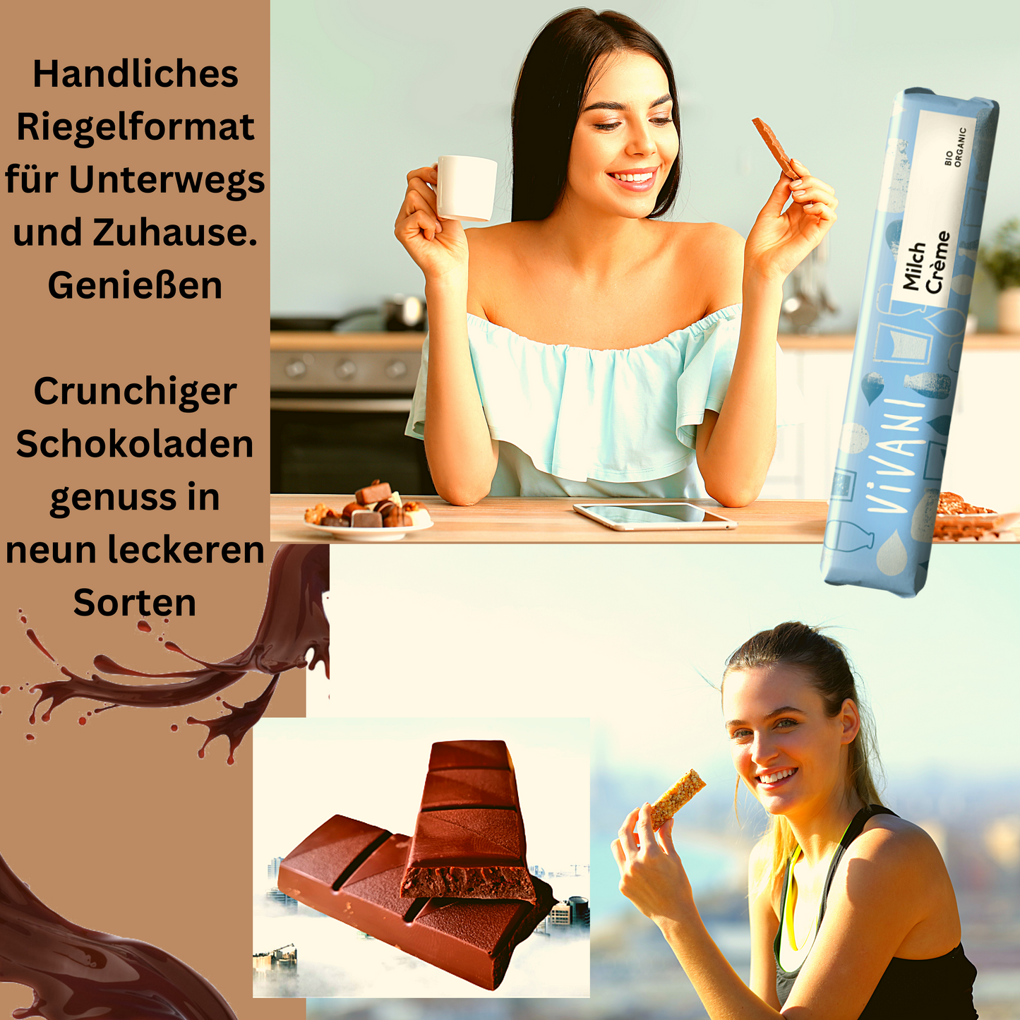 Vivani - Milchcreme Schokoladenriegel 9x40g| Bio & Vegan Schokolade| Vegane Schokolade| Dunkle Schokolade