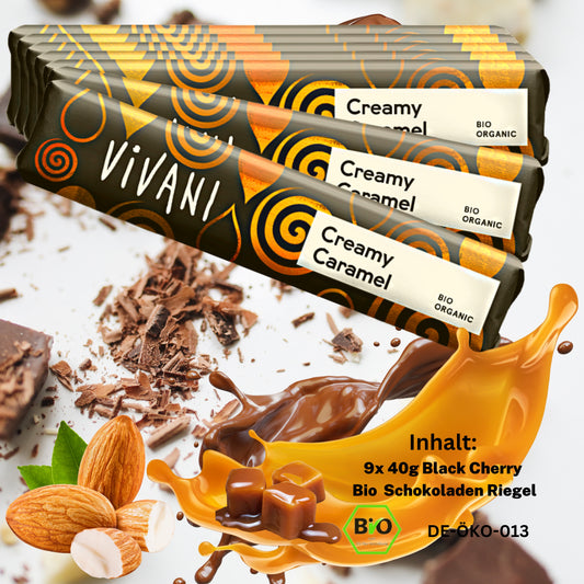 Vivani - Creamy Caramel 9x40g | Bio Schokoladen Riegel| Schokoladen Riegel| Vivani| Schokoladen Box