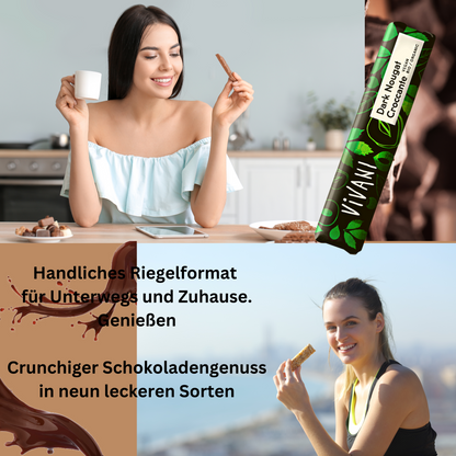 Vivani - Dark Nougat Croccante 9x 35g | Bio & Vegan Riegel| Bio Schokoladen Box| Vegane Schokolade