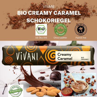 Vivani - Creamy Caramel 9x40g | Bio Schokoladen Riegel| Schokoladen Riegel| Vivani| Schokoladen Box