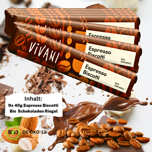 Vivani - Espresso Biscotti Schokoriegel 40g