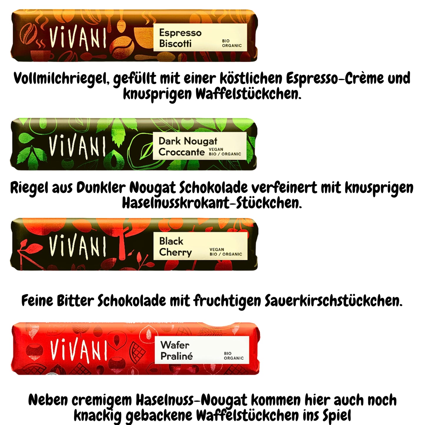 Vivani Schokoriegel gemischt| Schokoladen Geschenk| neun verschiedene Riegel| Probierpaket| Bio & Vegan Schokolade