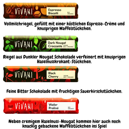 Vivani Schokoriegel gemischt| Schokoladen Geschenk| neun verschiedene Riegel| Probierpaket| Bio & Vegan Schokolade