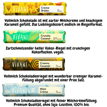 Vivani Schokoriegel gemischt| Schokoladen Geschenk| neun verschiedene Riegel| Probierpaket| Bio & Vegan Schokolade