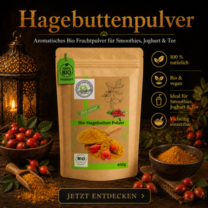 Bio Hagenbutten Pulver fein gemahlen| 100% Bio Qualität| Vitamin C Pulver