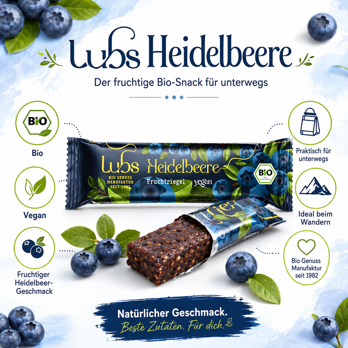 Lubs Bio&Vegan Fruchtriegel Heidelbeer