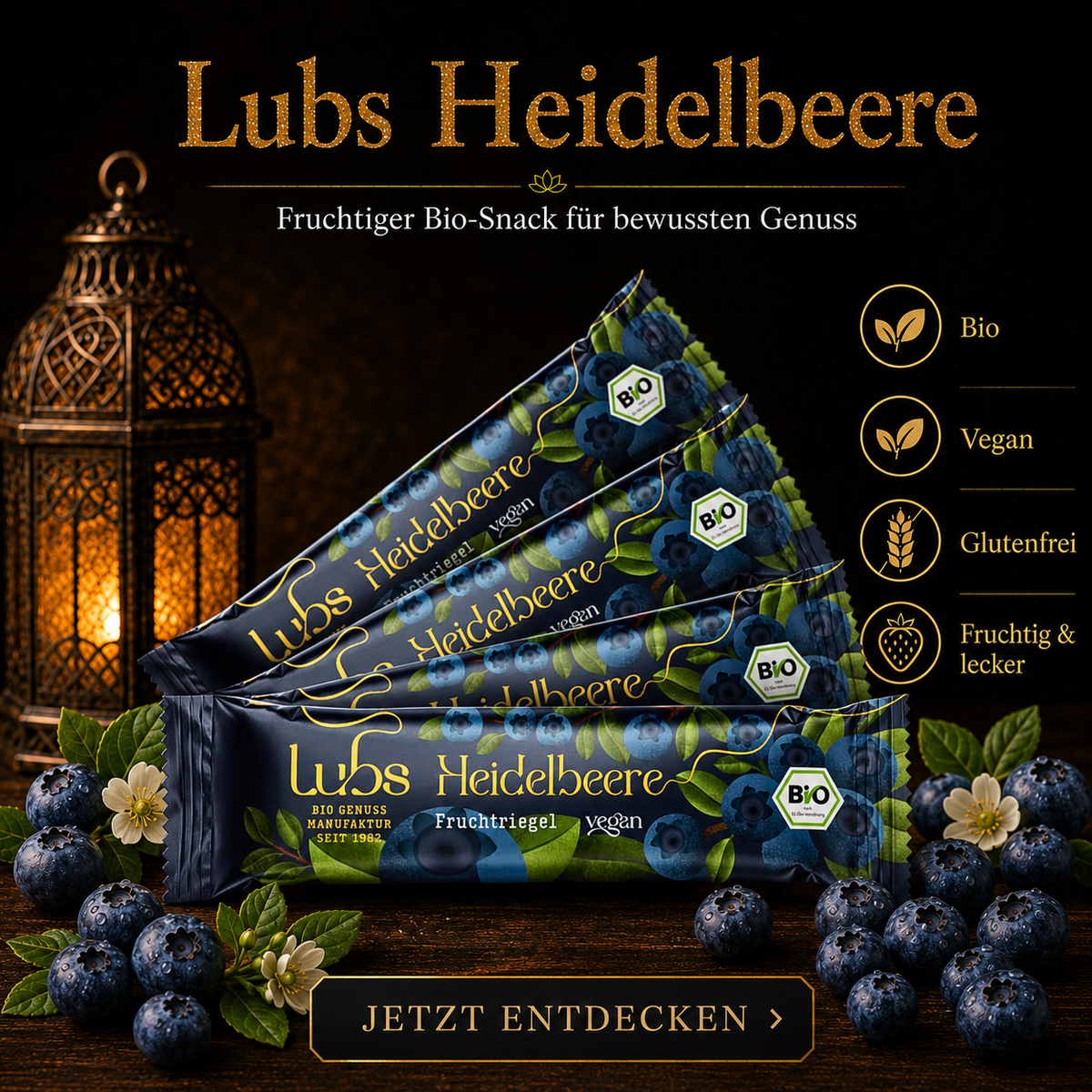 Lubs Bio&Vegan Fruchtriegel Heidelbeer