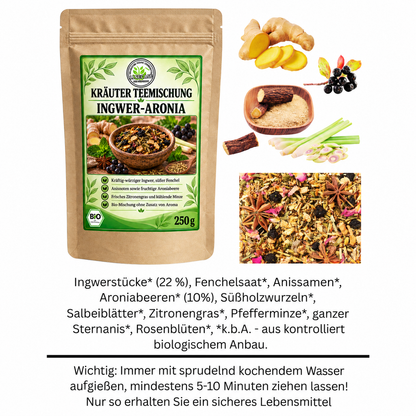 Linecase Gewürzteemischung Bio Ingwer Aronia - loser Tee