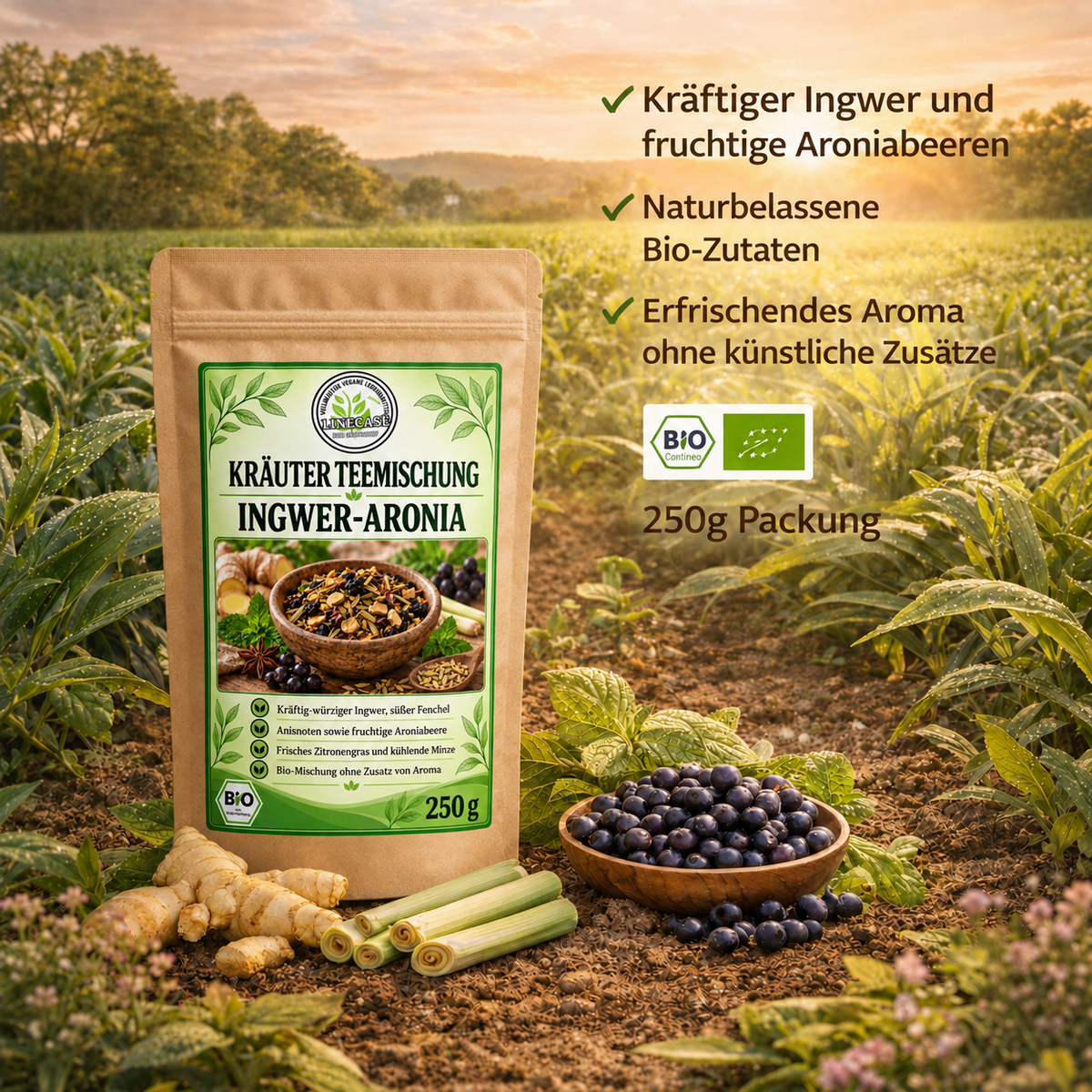 Linecase Gewürzteemischung Bio Ingwer Aronia - loser Tee
