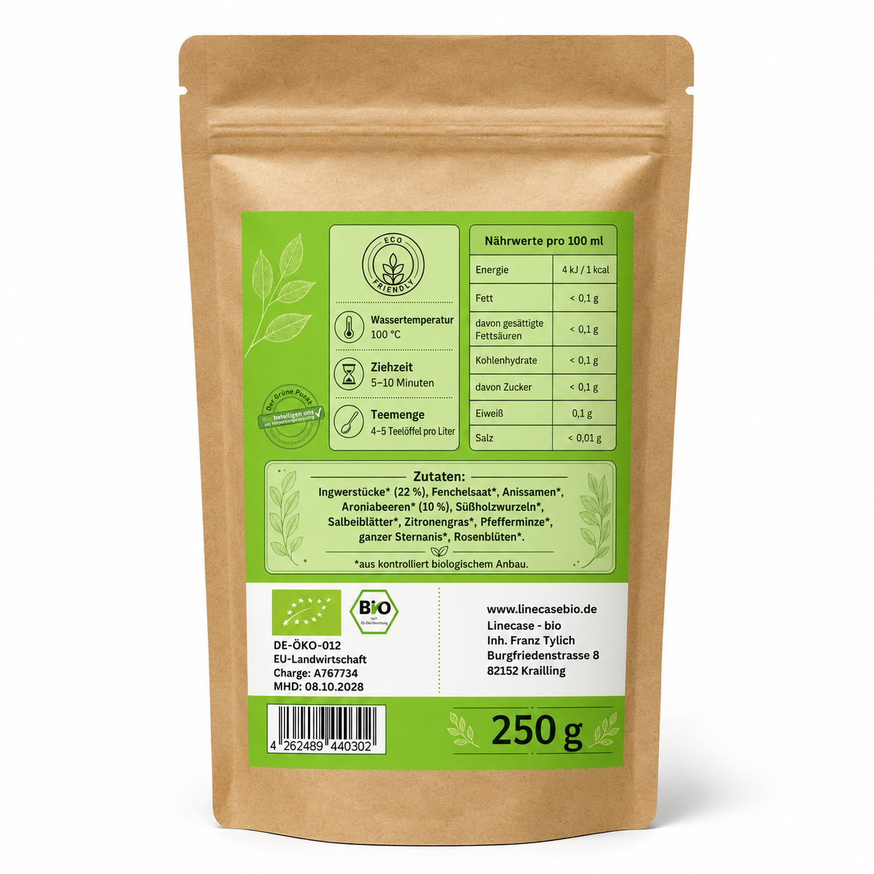 Linecase Gewürzteemischung Bio Ingwer Aronia - loser Tee