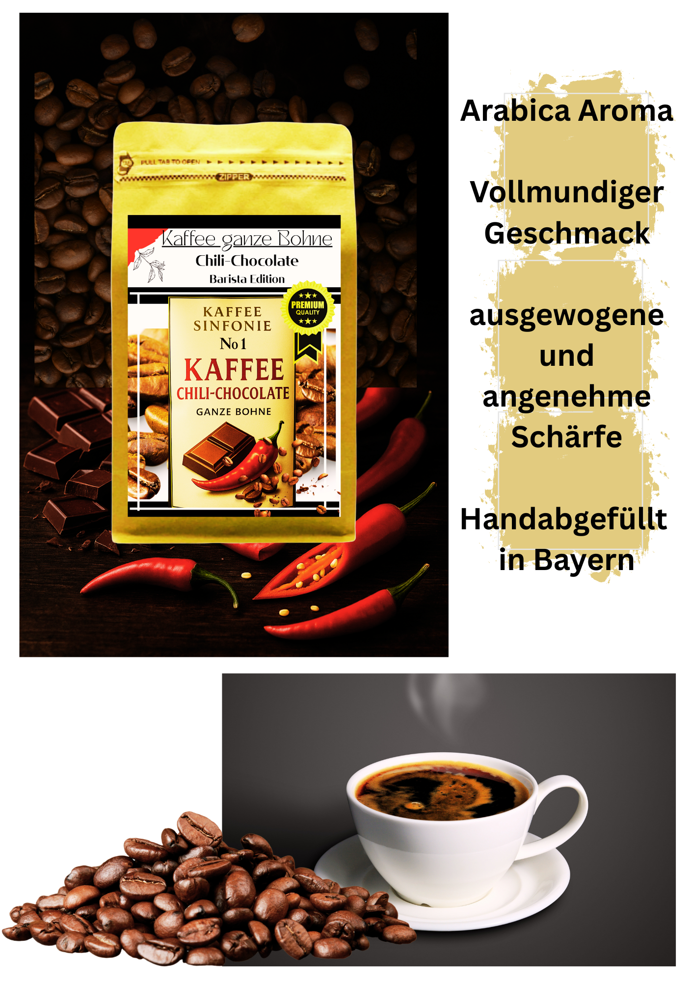 Kaffee Bohnen Set Kaffee ganze Bohne| 2x250g Hasselnuss+Chili Chocolate| Arabica Kaffee