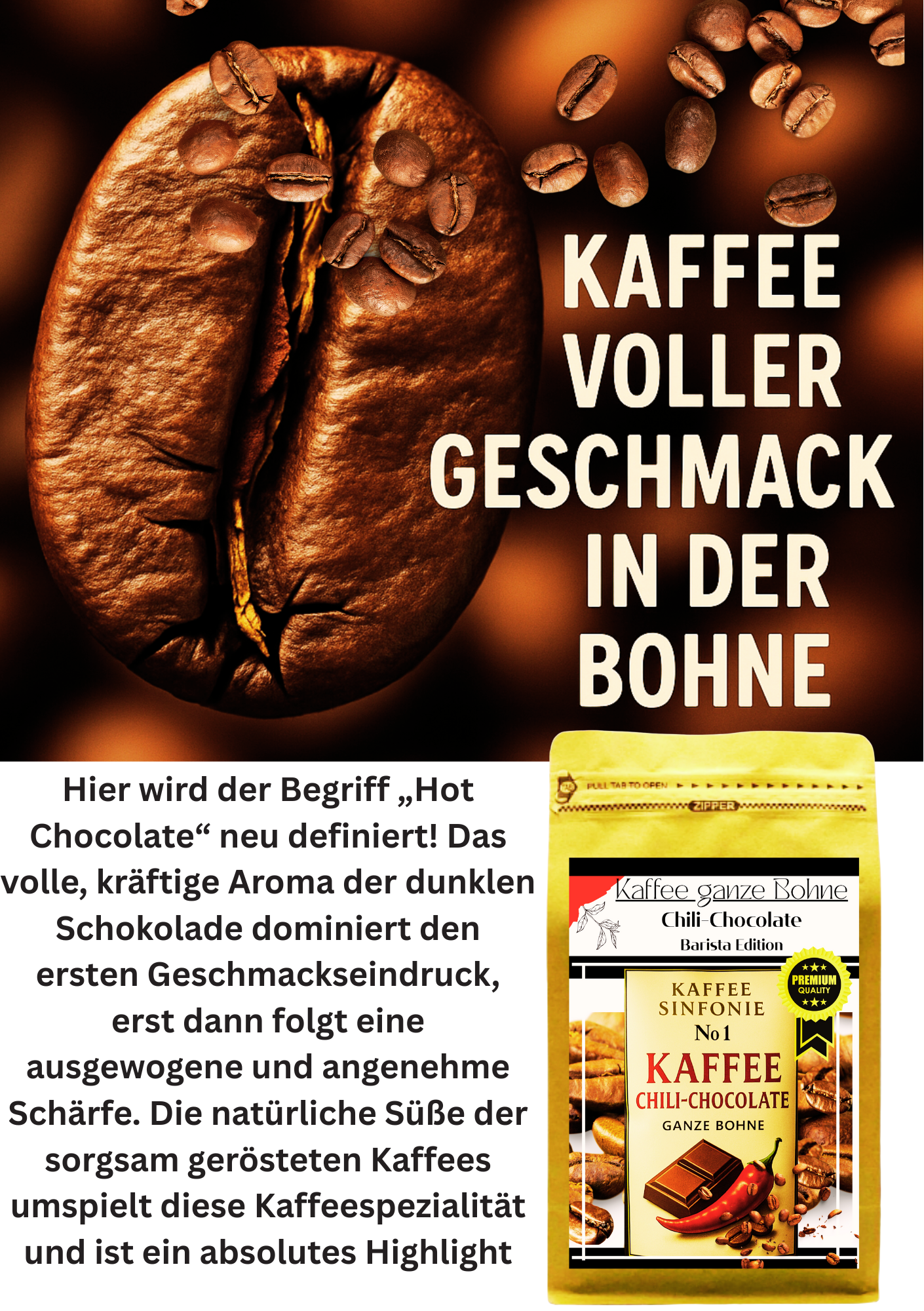 Kaffee Bohnen Set Kaffee ganze Bohne| 2x250g Hasselnuss+Chili Chocolate| Arabica Kaffee