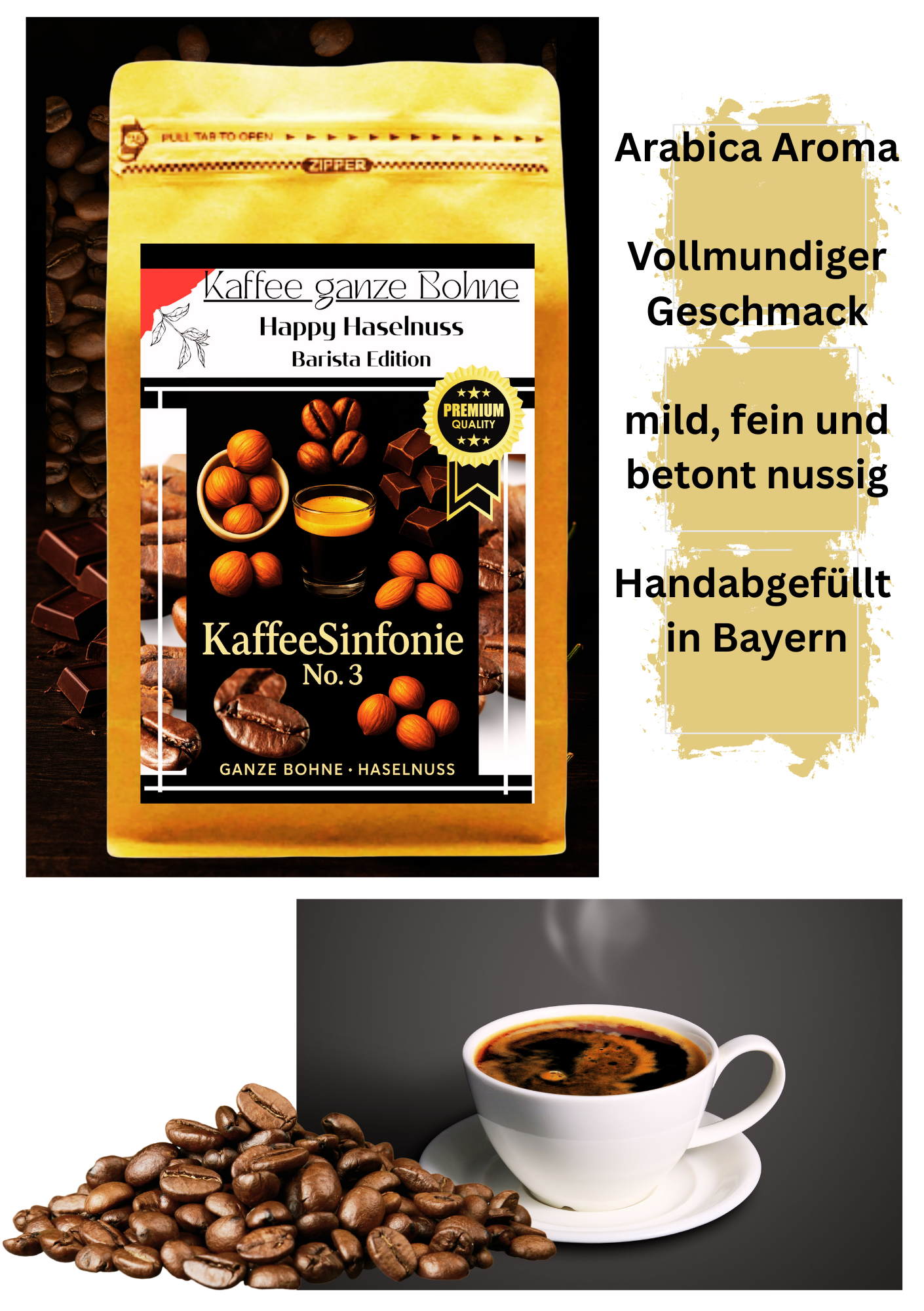 Kaffee Bohnen Set Kaffee ganze Bohne| 2x250g Hasselnuss+Chili Chocolate| Arabica Kaffee