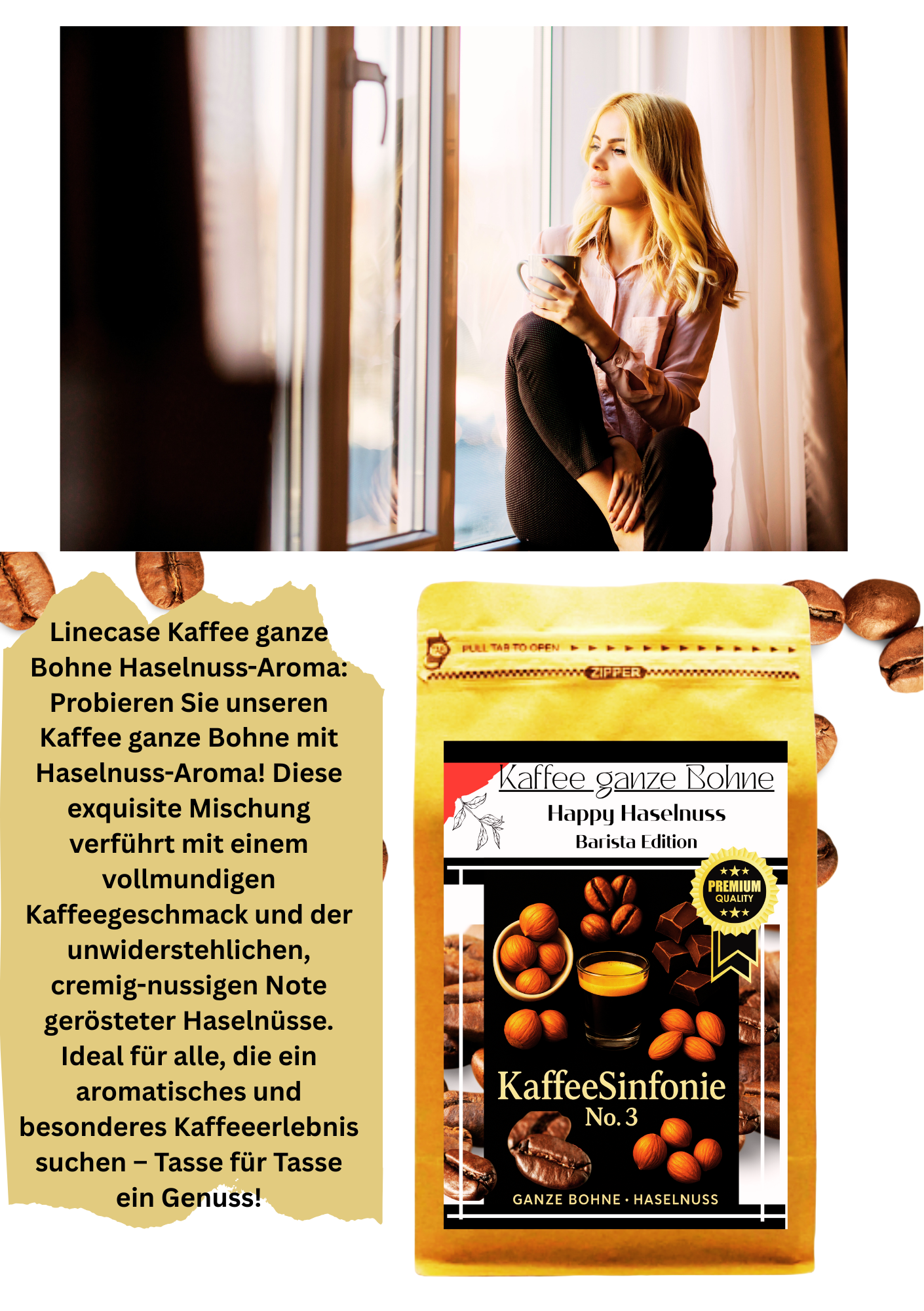 Kaffee ganze Bohne - Haselnuss Aroma 250g
