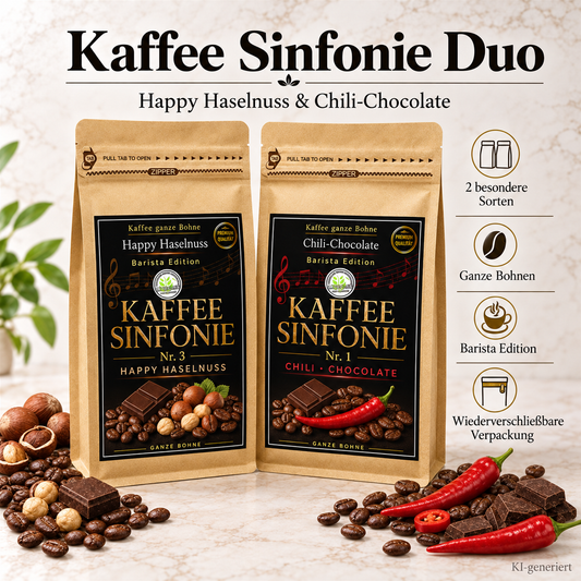 Kaffee Bohnen Set Kaffee ganze Bohne| 2x250g Haselnuss+Chili Schokoladen Kaffee| Arabica Kaffee
