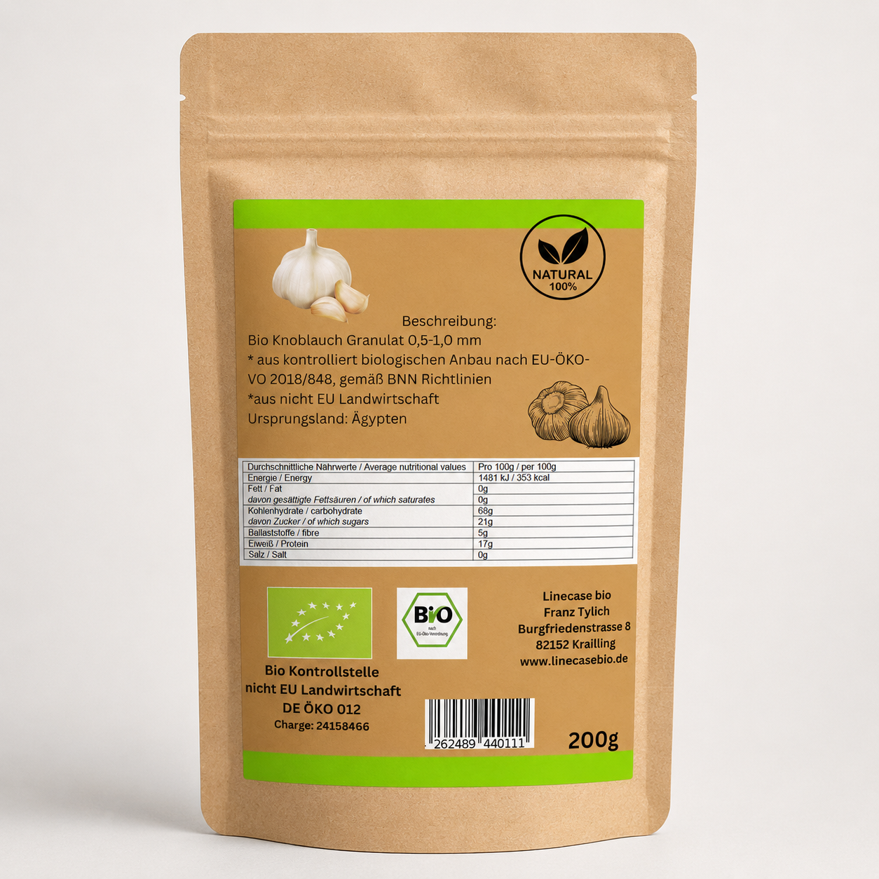 Linecase Bio Knoblauch Granulat 200g