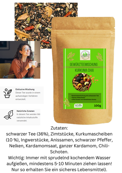 Linecase Gewürzteemischung -  Kurkuma Chai Tee - loser Tee