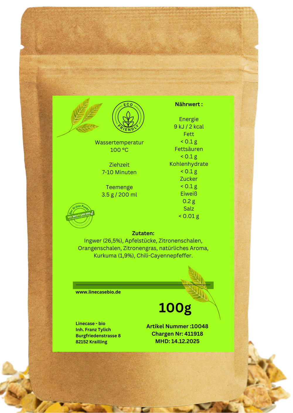 Linecase Kurkuma Ingwer Limette Tee