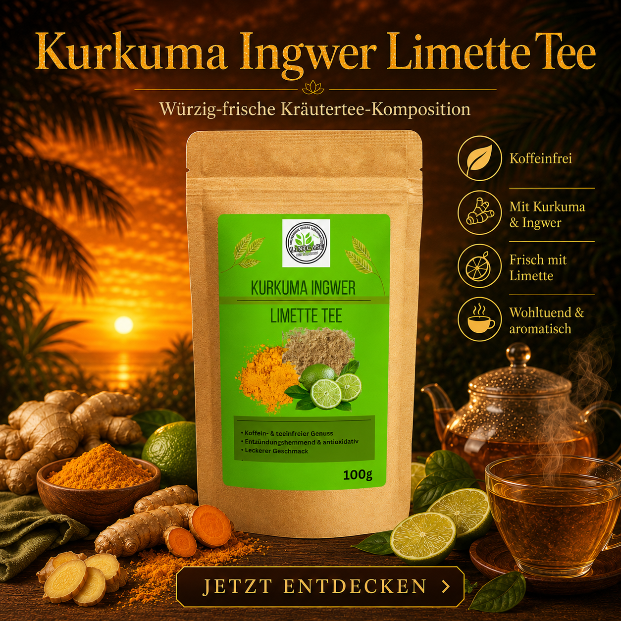 Linecase Kurkuma Ingwer Limette Tee