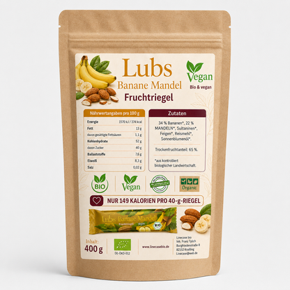 Lubs Bio& Vegan Fruchtriegel Banane & Mandel