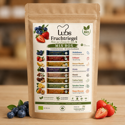Lubs Fruchtriegel gemischte Box| Probier mix 8 verschiedene Sorten