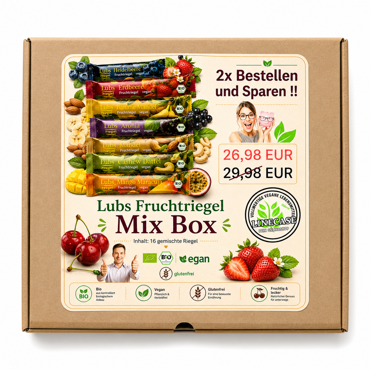 Lubs Fruchtriegel 2x gemischte Box| Probier Mix