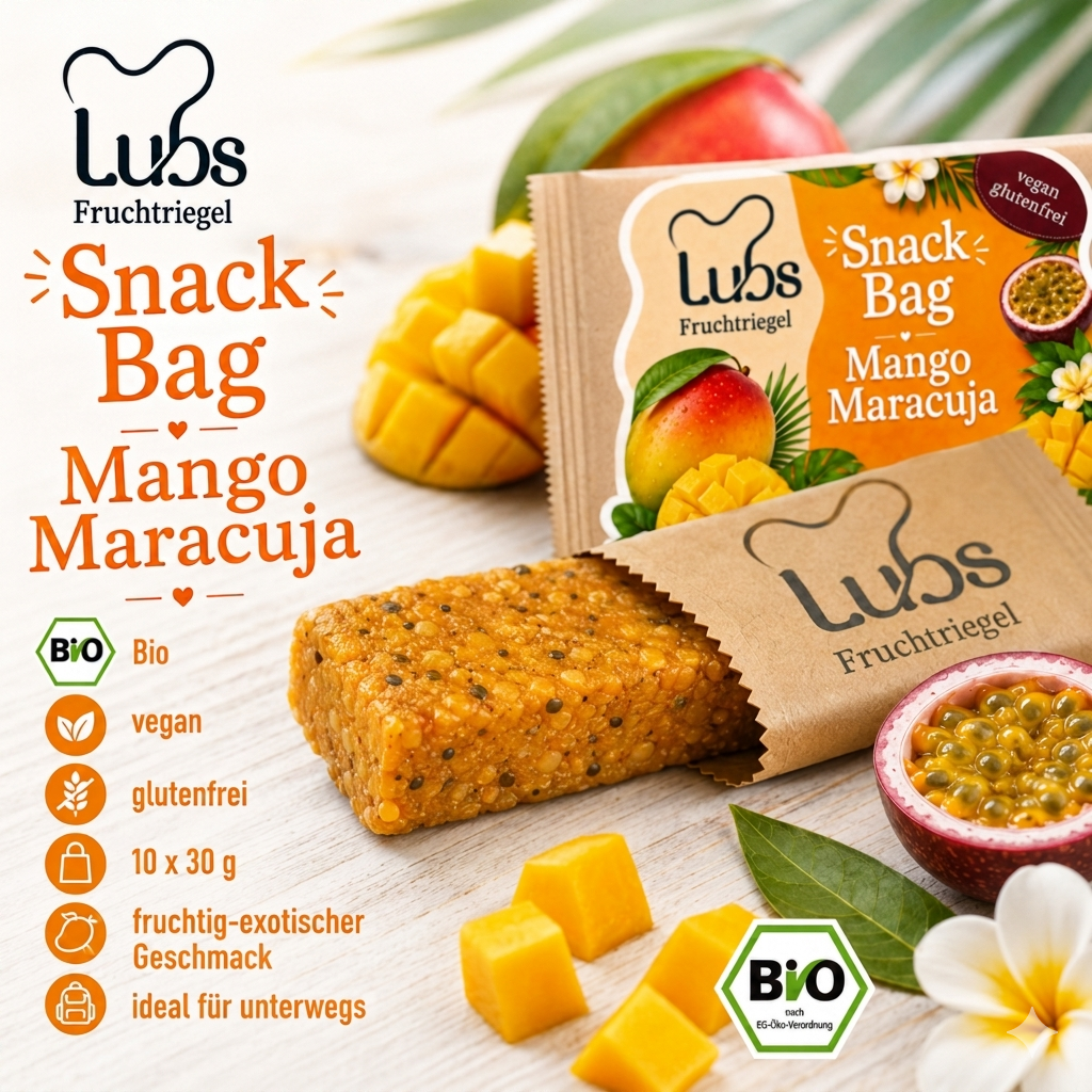 Lubs Bio & Vegan Fruchtriegel Mango Maracuja