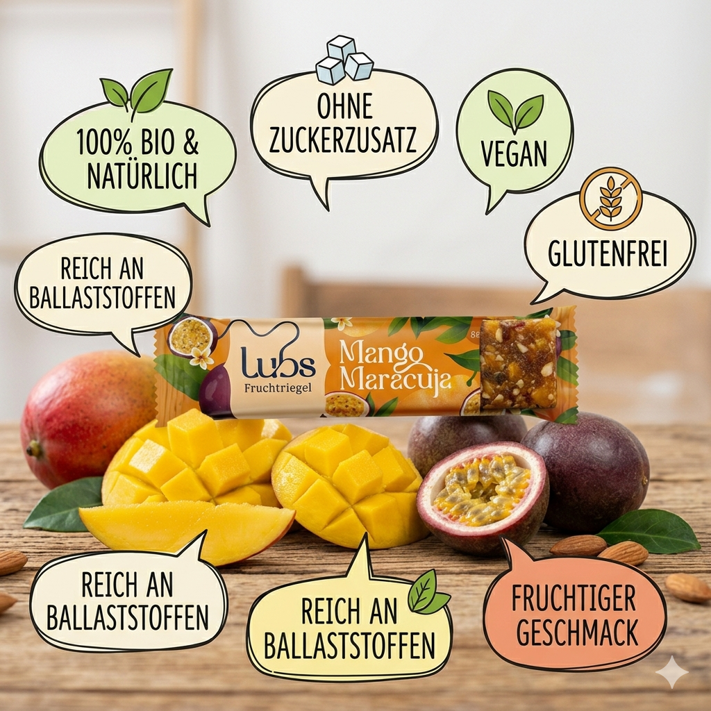 Lubs Bio & Vegan Fruchtriegel Mango Maracuja