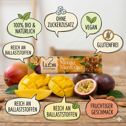 Lubs Bio & Vegan Fruchtriegel Mango Maracuja