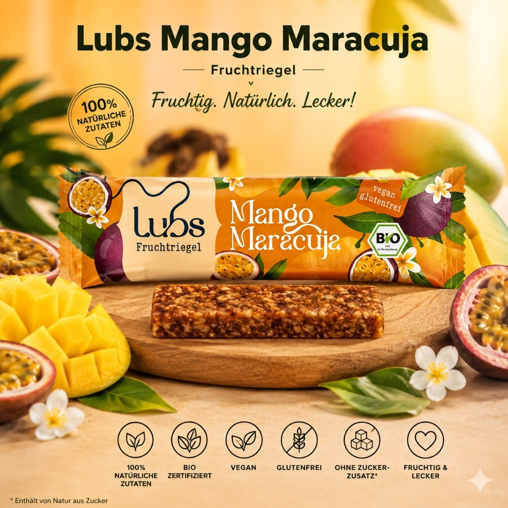 Lubs Bio & Vegan Fruchtriegel Mango Maracuja