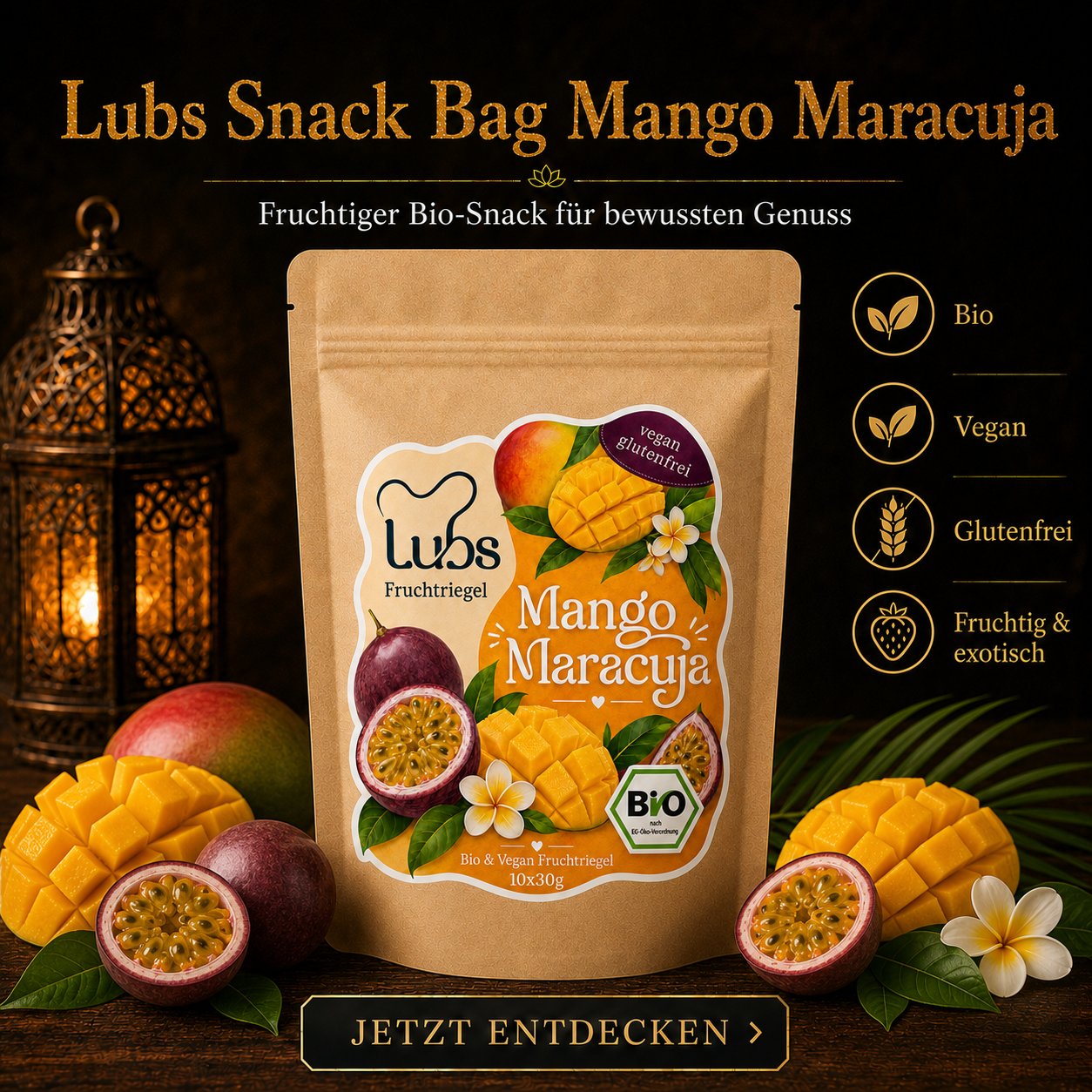 Lubs Bio & Vegan Fruchtriegel Mango Maracuja